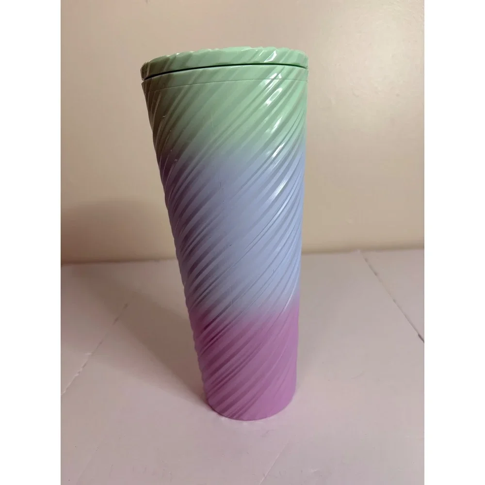 Starbucks 2024 Pastel‎ Ombre Swirl Textured Cold Tumbler 24oz Venti Purple Green